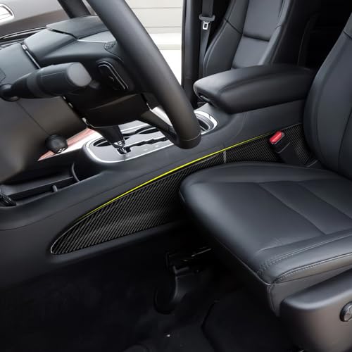 Image of Side Gear Shift Panel Strips Decals for 2011-2020 Dodge Durango / 2011-2021 Jeep Grand Cherokee WK2 Accessories Carbon Fiber Interior Stickers