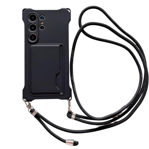 Sac lanière Samsung S23 Plus housse silicone noir anti-choc avec cordon de cou