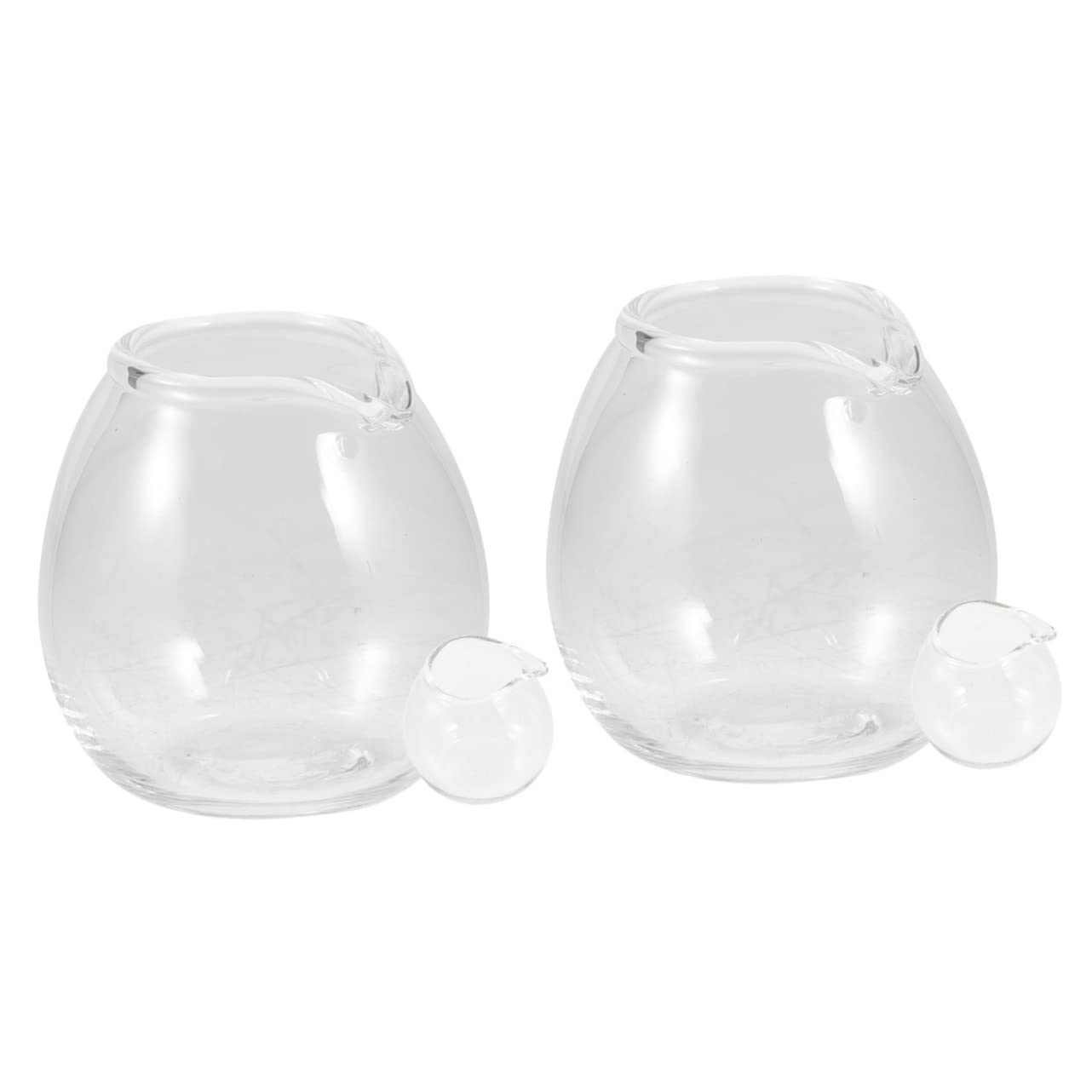 OSALADI 4pcs Mini Clear Glass Coffee Pitcher Japanese Style Pitcher with Spout for Sauce Honey and Seasonings for Home Coffee Bars and Restaurants