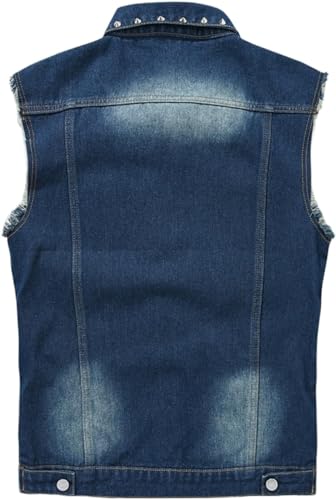 Chaleco vaquero punk para hombre con remaches negros de corte ajustado 2