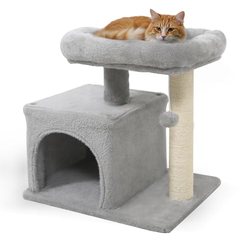 Tangkula árbol para gatos pequeño con rascador y perchero miniatura 1