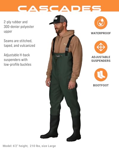 Image of FROGG TOGGS Cascades 2-ply Poly /Rubber Waterproof Fishing Bootfoot Chest Wader for Fishing