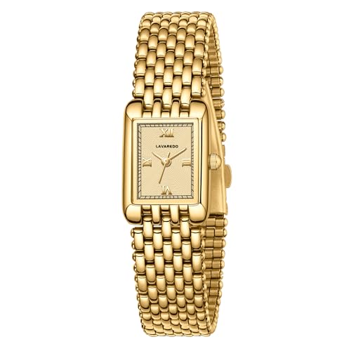 Montre dorée pour femme finition luxe en acier inoxydable premium