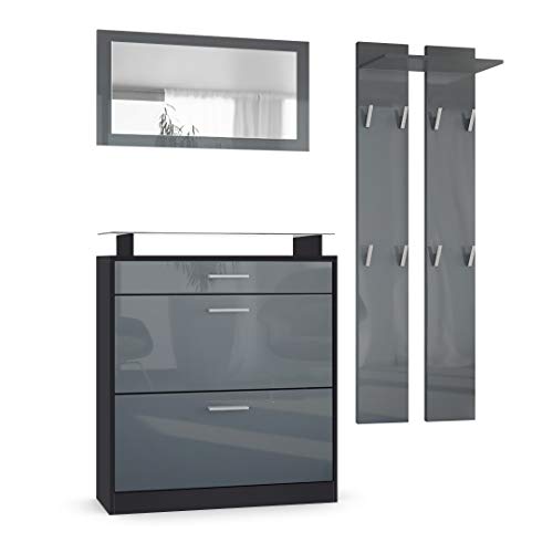 Vladon Garderobe Loret mini, Garderobenset bestehend aus 1 Schuhschrank, 1...