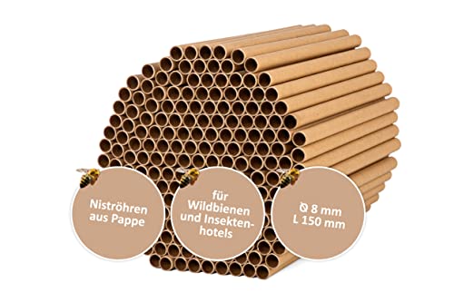 CULT at home 200 Insektenhotel Füllmaterial 8mm - Länge 15 cm - Nisthülsen für Wildbienen Papphülsen Nisthilfen Bienen