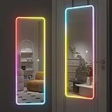 Hasipu LED Door Mirror 47'x16' Full Length Mirror with Bluetooth Speaker, Light up Floor Mirror, Full Body Mirror, Wall Mirror Full Size, Door Mirror with RGB Lights for Bedroom