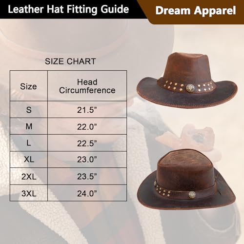 Dream Apparel DA-HAT20-M Leather Cowboy Hat For Men Women Western Australian Outback Hat thumb #4