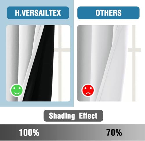 H.VERSAILTEX 100% Blackout Curtains for Bedroom Thermal Insulated Blackout Curtains 84 inch Length Full Light Blocking Curtains for Living Room with Black Liner 2 Panels Set, Greyish White by H.VERSAILTEX - Image 5