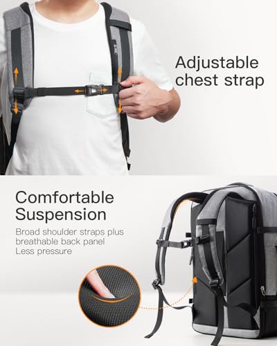 Image of Inateck 20-46.2 L Travel Backpack, Expandable Hand Luggage Backpack for Men Women Laptop Backpack Splashproof Compatible 14 /17.3 Inch Laptop and 12.9 Inch iPad for Weekender