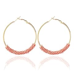 E: pink boho beaded earrings