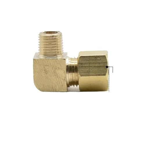 Rvblrdse Men's One Color Fit Copper Tube Od 10Mm X 1/4" Bspp Brass Compression Union Elbow 90 Degree Fitting Connector Water Gas Oil