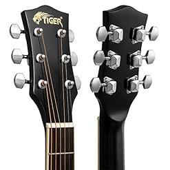 TIGER ACG1-BK34 3/4 Guitare acoustique à cordes en acier pour 9 ans et plus avec sac, sangle, cordes de rechange et plectres – Noir - Les Beatles, Paul McCartney, John Lennon, RIngo Starr, George Harrison TIGER ACG1-BK34 3/4 Guitare acoustique à cordes en acier pour 9 ans et plus avec sac, sangle, cordes de rechange et plectres - Noir – Image 3