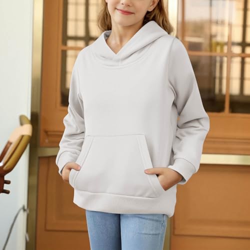 Girls Hoodies 2025 Hooded Sweatshirts Kids Solid Long Sleeve Pullover Tween Girls Fall Athletic Tops with Pockets2