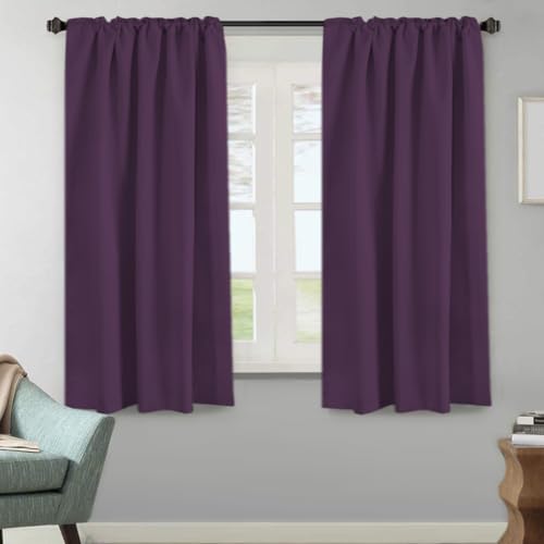 Image of H.VERSAILTEX Blackout Curtains Thermal Insulated Window Treatment Panels Room Darkening Blackout Drapes for Living Room Back Tab /Rod Pocket Bedroom Draperies, 52 x 63 Inch, Plum Purple, 2 Panels
