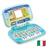 VTech Il Mio Primo Computer Musicale, Computer Interattivo Bambini, Computer con 4 Applicazioni/Giochi, Pratica Maniglia, Gioco Bambino con Tastiera ABC, Lingua Italiana, Batterie Incluse, 2-5 Anni