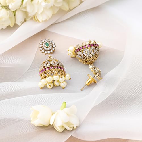 Image of Rubans AD Zircon Festive Choker Set with Earrings for Women