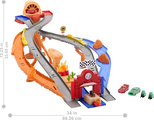Mattel Disney and Pixar Cars Toy Playset, Lightning McQueen & Chicks Hicks & 2 Pitty Crew Vehicles, 2 Ways to Race, Race & Rescue Rescue Road Raceway - image 7