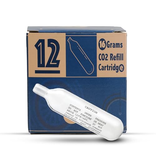 CyclingDeal 16g or 25g Threaded CO2 Cartridges Refills for Bike Bicycle Pump CO2 Inflator Heads - Great Refill for Mountain or Road Bikes Tires - 16g Threaded, Pack of 12