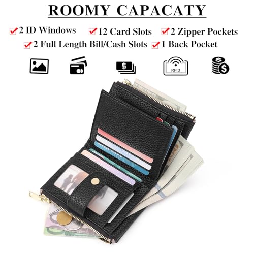 Image of GOIACII Small Wallet for Women with Double Zipper Pocket RFID Blocking Ladies Wallet Leather