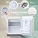 Kismile Retro Mini Fridge with Rated 1.7 cu. ft, Small Refrigerator with Adjustable Removable Glass Shelves, Mechanical Control, Compact Freezer for Office, Dorm, Bedroom (White)