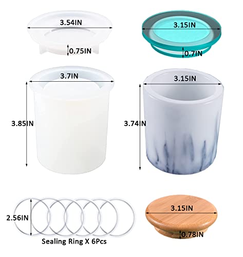 Muaech Candle Jar Molds, Silicone Concrete Molds For Candle Holder With Lids, Cylinder Candle Pot Molds For Candle Making, Candle Vessels Cement Molds For Candke Making Supplies #TOP2