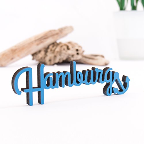 KLEINLAUT 3D-Schriftzug Hamburg in Größe: 15 x 4,4 cm - Dekobuchstaben - 32 Farben zur Wahl - Natur (Holz)