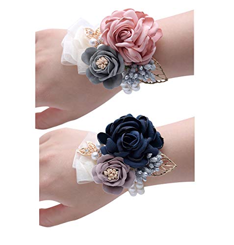 JustMyDress Ramillete de muñeca para dama de honor con cuentas JW70 (2 piezas-DE)