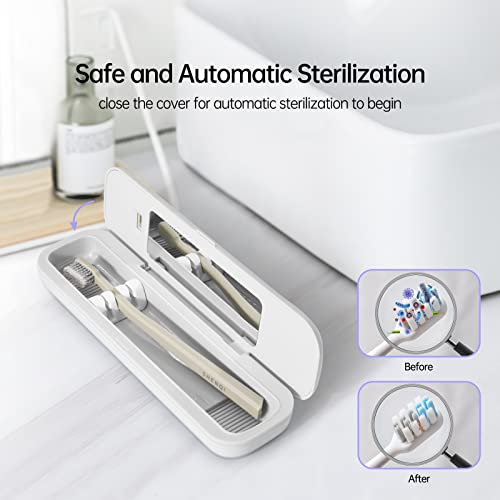 Uv Toothbrush Sanitizer, Elmway Smart Uv Toothbrush Sterilizer Travel Cutlery Fork Spoon, Portable Usb Charging Toothbrush Cover With Uv Light Sanitizer, Antibacterial Travel Toothbrush Holder (White) #TOP6