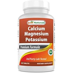 Best Naturals Calcium Magnesium Potassium - 120 Tablets - Non-GMO & Gluten Free