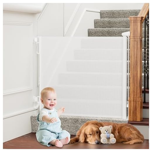 PRObebi Retractable Baby & Dog Gate - Extra Wide (54" W x 34" H), Ideal for Stairs, Hallways, Doorways, Deck & Porch