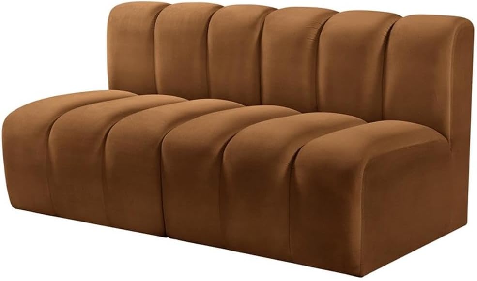 BOWERY HILL Contemporary Velvet Modular Sectional, Saddle Velvet Upholstery, Deep Channel Tufting, 60" W x 31" D x 30" H, Versatile Living Room Seating with Attachment Latch