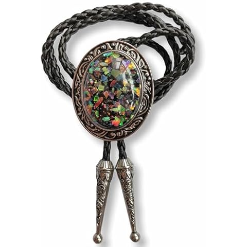 Himongoo Giant Hobbit Opal Bola BOLO Tie for Men Women Leather Rope Wedding Necklace Western Cowboy Necktie Cover