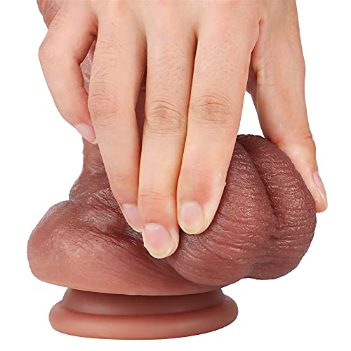 Qglust Realistischer Dildo mit intakten Hoden und beweglicher Vorhaut,Sexspielzeug für Frauen und Männer Echte mit Starkem Saugnapf Penis Nachbildung Gefühls Echt – Bild 5