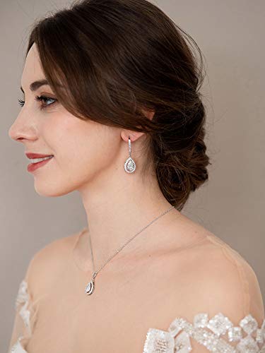 Sweetv Crystal Teardrop Wedding Jewelry Sets For Brides Birdesmaids, Rhinestone Cubic Zirconia Bridal Necklace And Earrings Jewelry Sets For Women, Prom Costume Jewelry Bridesmaid Gifts #TOP1