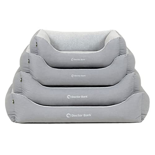 Doctor Bark Hundebett Mittelgroße Hunde - Hundekörbchen Flauschig und Weich - Waschbar, Strapazierfähig, Kuschelig - Made in Germany - GreenLabel (L - 97x75 cm, Hellgrau)