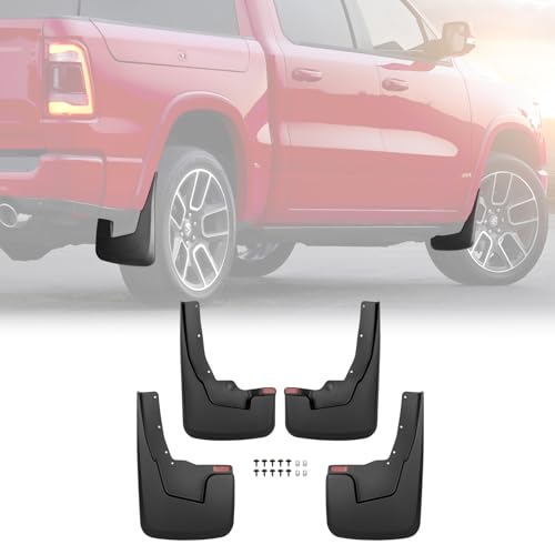 Image of Truck Mud Flaps for 2019-2024 Dodge Ram 1500 with OEM Fender Flares(New Body Style), Front & Rear Mud Guards Set No Drill Splash Guards Accessories 4pcs(NOT for Classic or TRX Models)