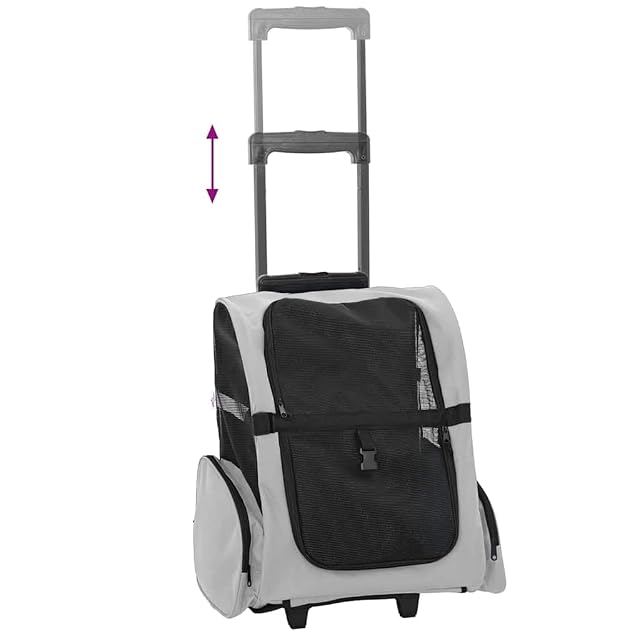 Foto 3 de 8 de vidaXL Carrito para Mascotas 3 en 1, diseño Gris, 48 x 32 x (57-106) cm
