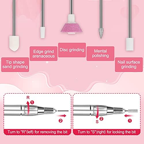 Portable Electric Nail Drill, 11 in 1 Nail Drill Set Electric Nail Files Professional 35000RPM Acrylic Nails Gel Nails Manicure Pedicure Polishing Machine for Home and Salon Use with Foot Pedal