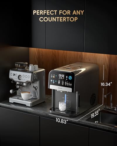 Image of ecozy Nugget Ice Maker Dispenser Countertop, 2-in-1 Pebble Ice Machine & Water Dispenser with App Control, Sonic Crushed Ice Makers with Self-Cleaning, TDS Monitor, Measured Dispensing, 33 Lbs /Day