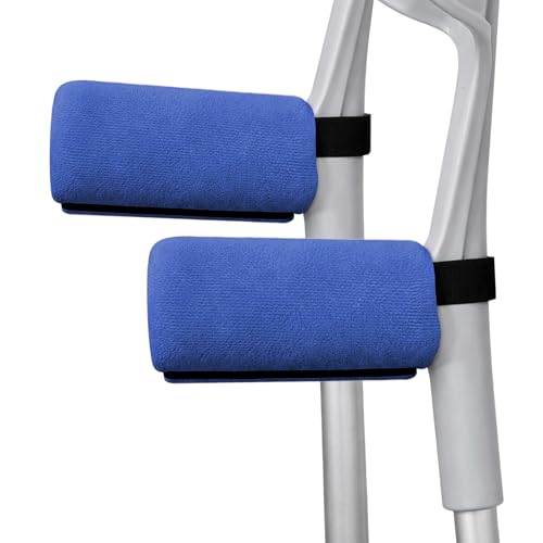 SPRING SEAON Forearm Crutch Pads Crutch Handle Pads with Soft Foam Padding Non-Slip Grip Covers for Elbow Crutches Secure Hook-and-Loop Straps Fits Most Standard Forearm Crutches 2 Pack (Blue)