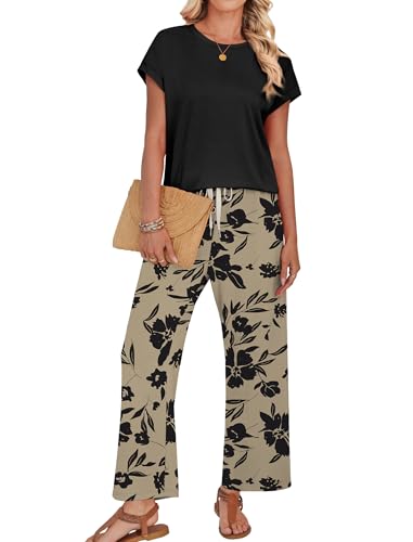 Image of WIHOLL Two Piece Sets for Women Summer Spring Outfits Lounge Sets Beach Vacation Clothes Airport Travel Matching Clothing
