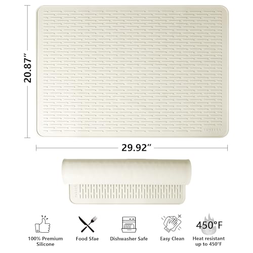 Image of YUHFERA Stove Top Cover for Electric Stove - Silicone Stove Mat for Glass Top, Glass Cooktop Protector, XL Dish Drying Mats for Kitchen,Oven Covers for Electric Stove (Beige,30 x 21)