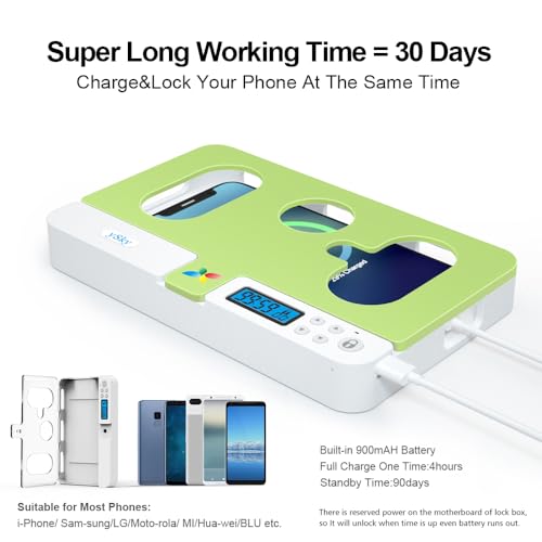 Image of ySky Portable Phone Timer Lock Box for iPhone and Android Phones, Self-Control Timer Phone Locker to Help Kids,Students, Adults Focus Back,Prevent Excessive Games, Mobile Phone Addiction(Green)