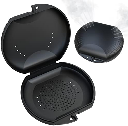 BVN Retainer Case with Vent Holes: Teeth Aligner Case,Sector Slim Braces Case, Orthodontic Dental Case, Mouth Guard Case, Denture Case, Night Guard Case Container Storage Holder (Black)