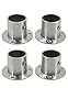 CFSky Edelstahl Kleiderstange, Rundrohr Spurstangenkopf Halterung für Kleiderschrank, 4er Set, 62mm x 62mm x 40mm, Rostfrei, Verstellbare Flansche für 32mm, Silber
