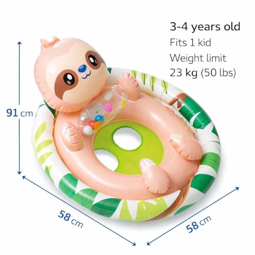 Image of Inflatable Kiddie Float | Water Baby Floater for Kids| Safe Anti-flip Diaper Style Swim Tube Rider| Swim Pool Tube for Toddlers|Multicolor Cute Swimming Pool Safety Seat (See-Me-Sit Seal)