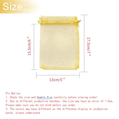 Image of Bezall 50Pcs Gold Organza Gift Bags, Mesh Drawstring Favor Bags Jewelry Candy Pouches for Christmas Wedding Party (5x7 Inch)