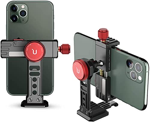 Ulanzi スマホ三脚マウント iphone用三脚ホルダー スマホホルダー 360°回転雲台 全金属製 アルカスイス スマートフォン用三脚アダプター ピッチ調節 角度調整 スマホスタンド 1/4ネジ コールドシュー付きiPhone 14 13 12 11 Max Pro iPhone X XR Xs 6 7 Plus/Android/三脚/自撮り棒/カメラ対応