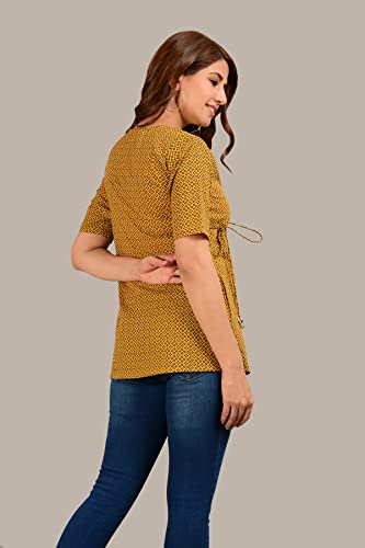 Image of COTLAND Fashions Jaipuri Cotton Angrakha Style Top for Women (Partial Open)