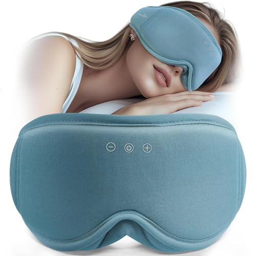 MUSICOZY Schlafmaske mit kopfhörer | 100% Schatten 3D Schlafkopfhörer schlafmaske Bluetooth Weich Augenmaske aus Bio-Bambus-Baumwolle für Reisen erholsamen| Bluetooth 5.4 Schlaf Kopfhörer